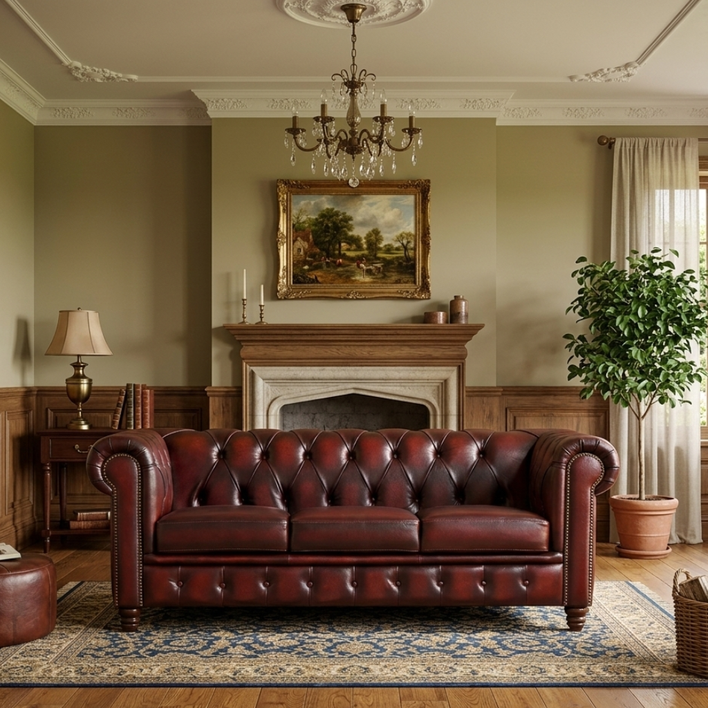 Max Chesterfield 3 Seater Leather Sofa - Antique Red