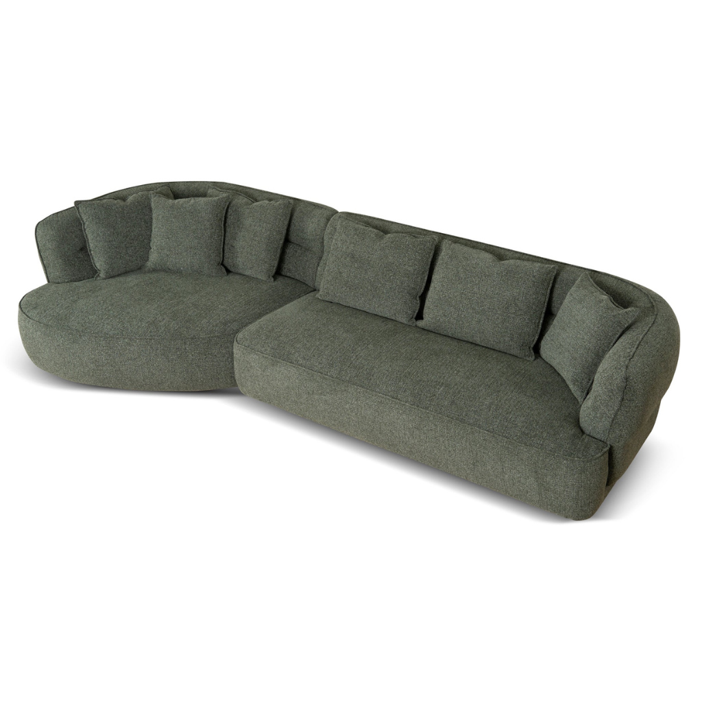 Rowe Left Chaise Sofa – Coral Dark Green