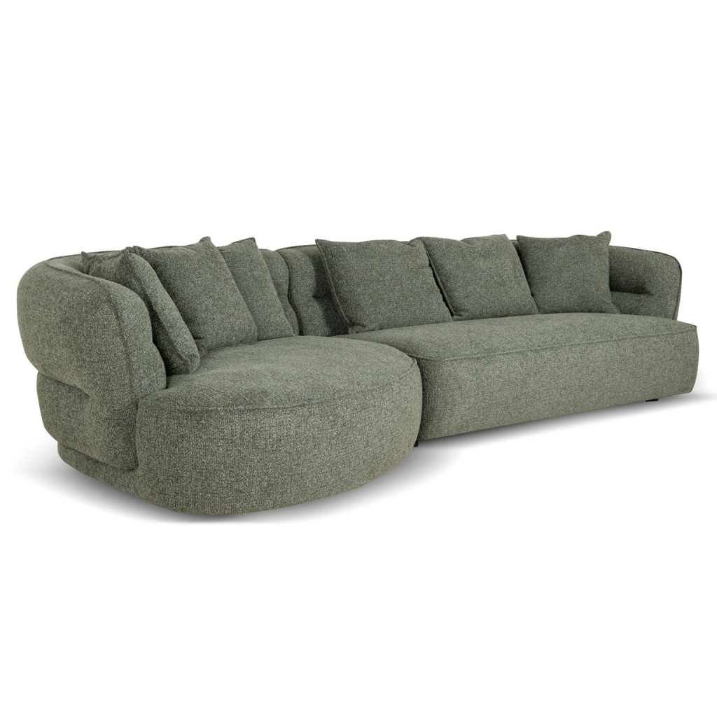 Rowe Left Chaise Sofa – Coral Dark Green