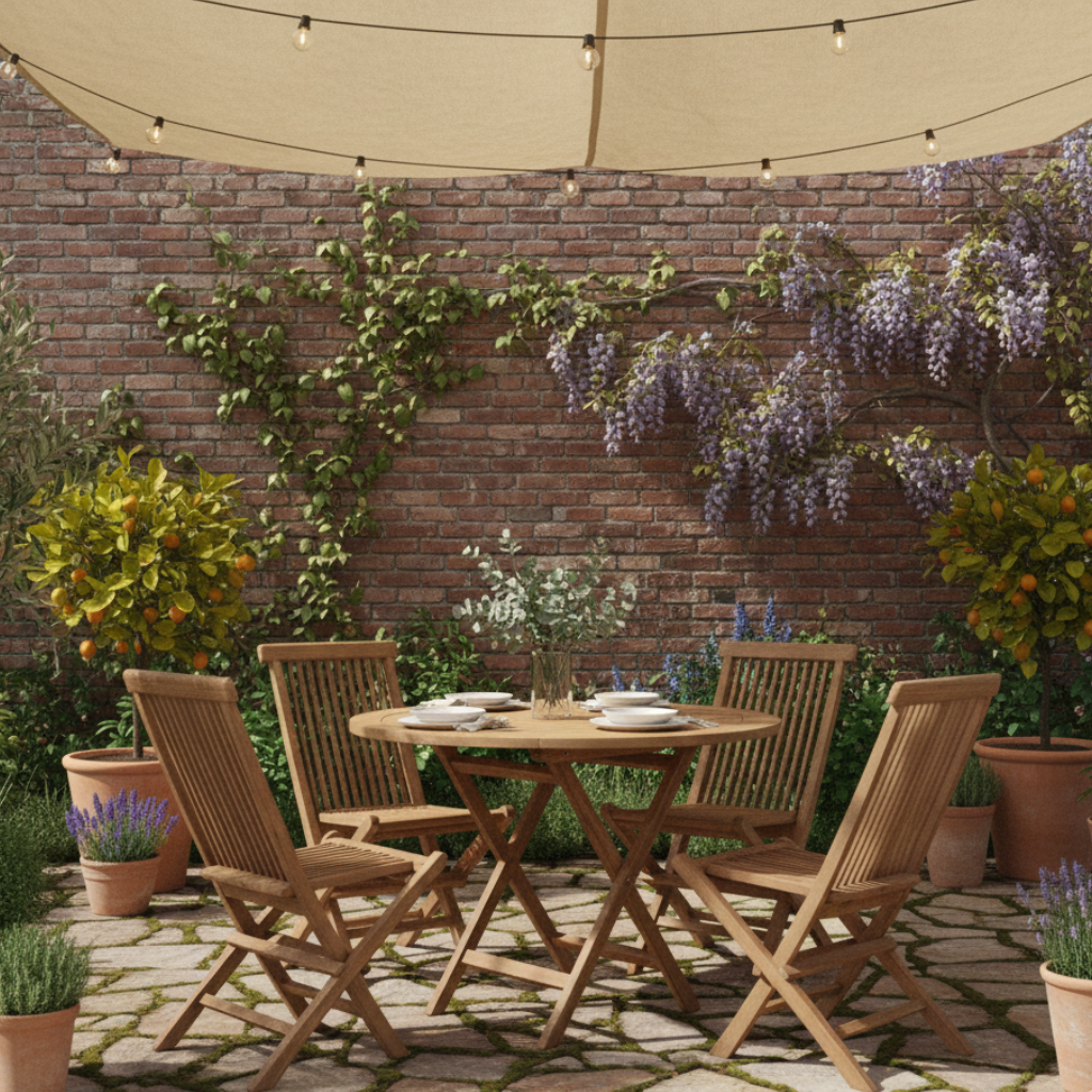 Bali 5-Piece 80 cm Outdoor Dining Set – Solid Teak (Round)