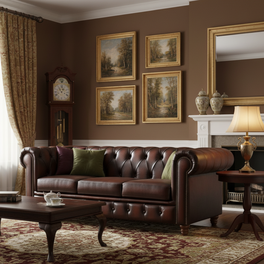 Max Chesterfield 3 Seater Leather Sofa - Antique Brown